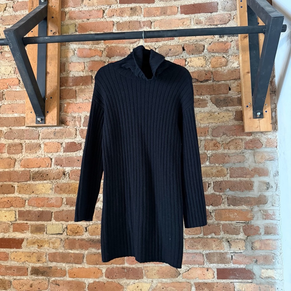 Abercrombie & Fitch Black Ribbed Turtleneck Dress
